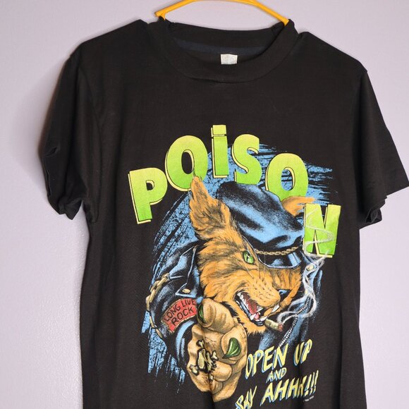 Vintage 1988 Poison band shirt Open Up and Say Ahhh single stitch Tour - Picture 3 of 8